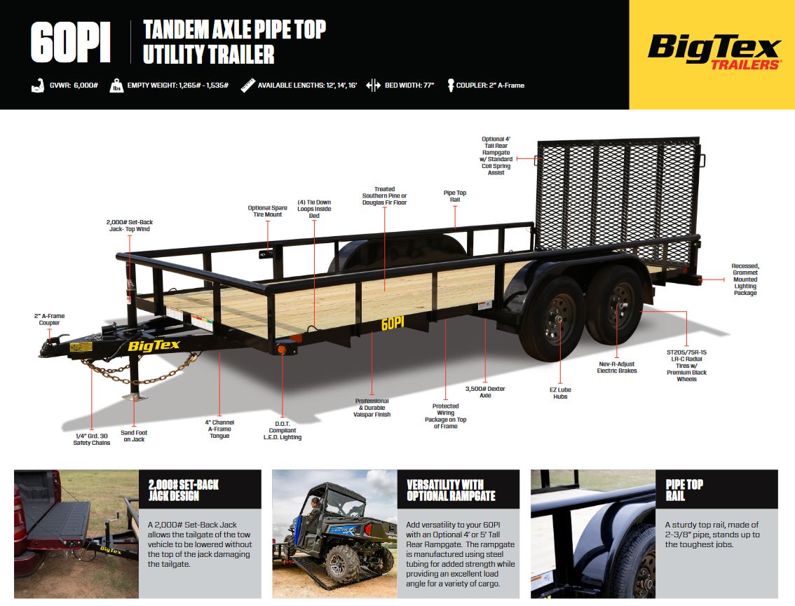 60PI BigTex Utility Trailer Maryland